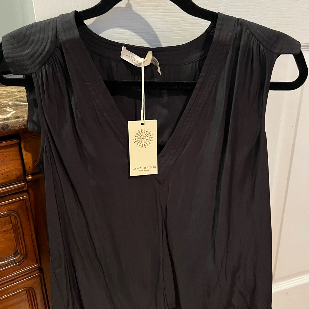 Ramy Brook Black V-Neck Blouse